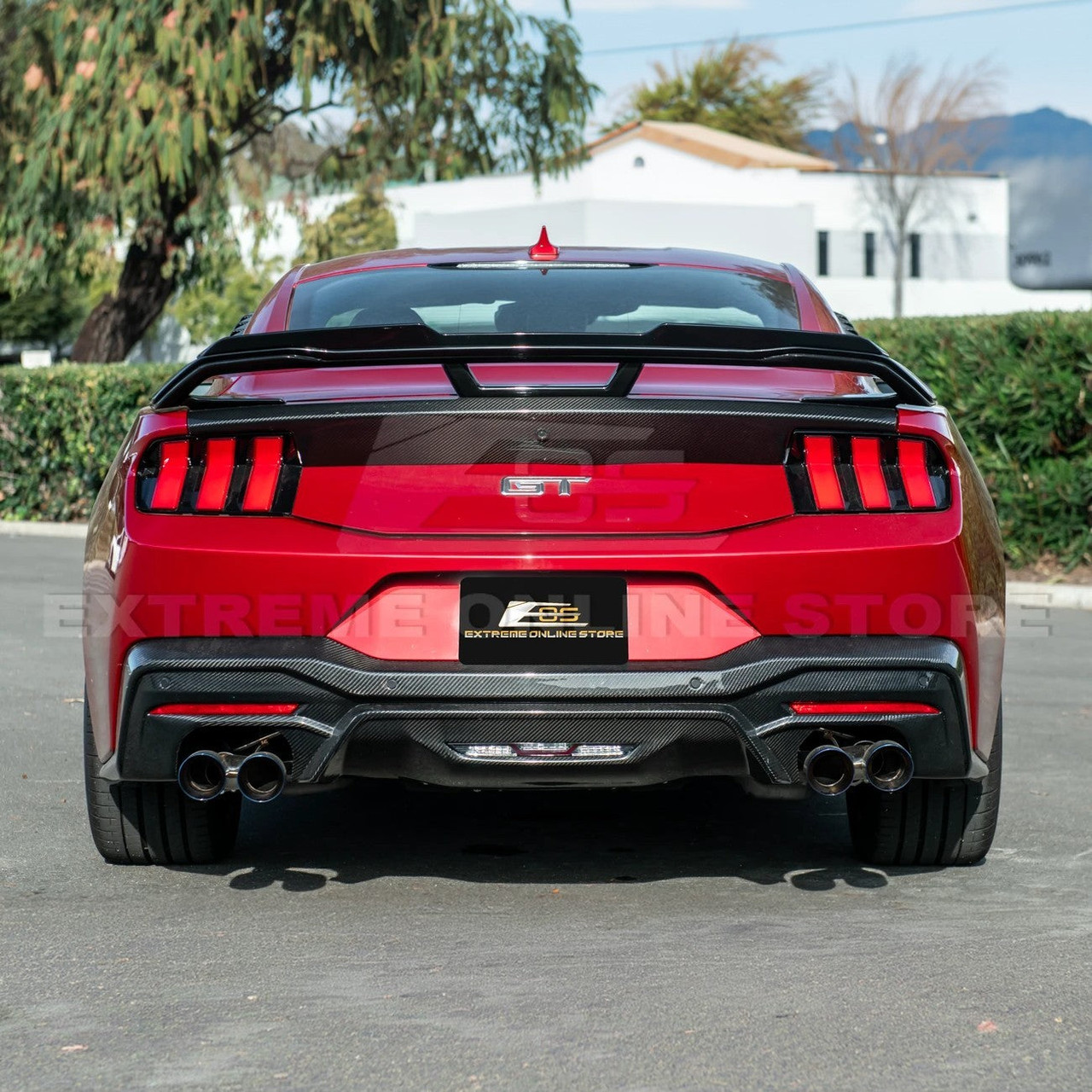 EOS Dark Horse Style Rear Spoiler w. Gurney Flap - Gloss Black - 2024+ Ford Mustang (SPOILER-1381-V2-ABS_SPOILER-1270-V2-ABS)