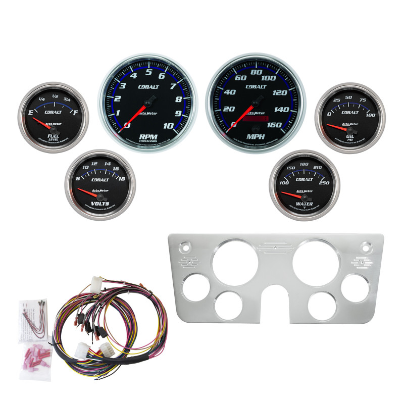 Autometer 67-72 GM Truck Billet Dash Panel - Tach/MPH Speedo/Oil Press/Water Temp/Volt - Cobalt - 7045-CB