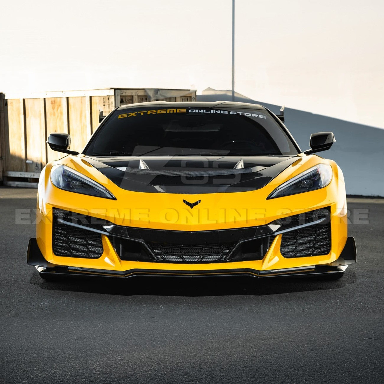 EOS Z07 Extended Style Carbon Flash Metallic Front Splitter & Canards - C8 Corvette Z06 (FLIP-1042-V2-FRP_SPLITTER-528-V2-FRP)