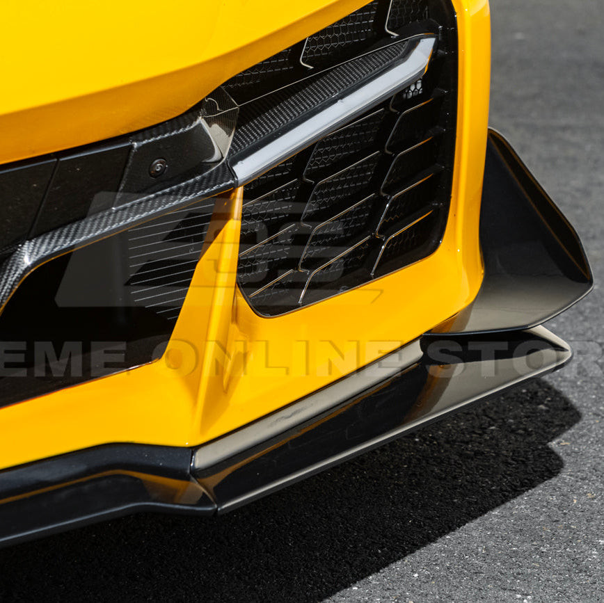 EOS Z07 Extended Style Carbon Flash Metallic Front Splitter & Canards - C8 Corvette Z06 (FLIP-1042-V2-FRP_SPLITTER-528-V2-FRP)