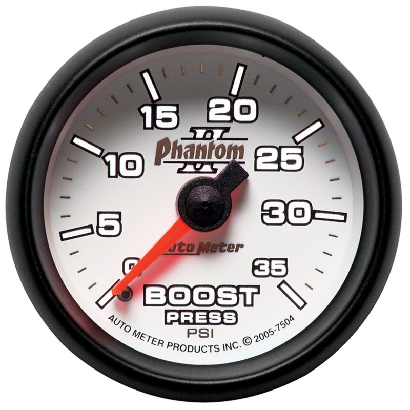 Autometer Phantom II 52.4mm Mechanical 0-35 PSI Boost Gauge - 7504