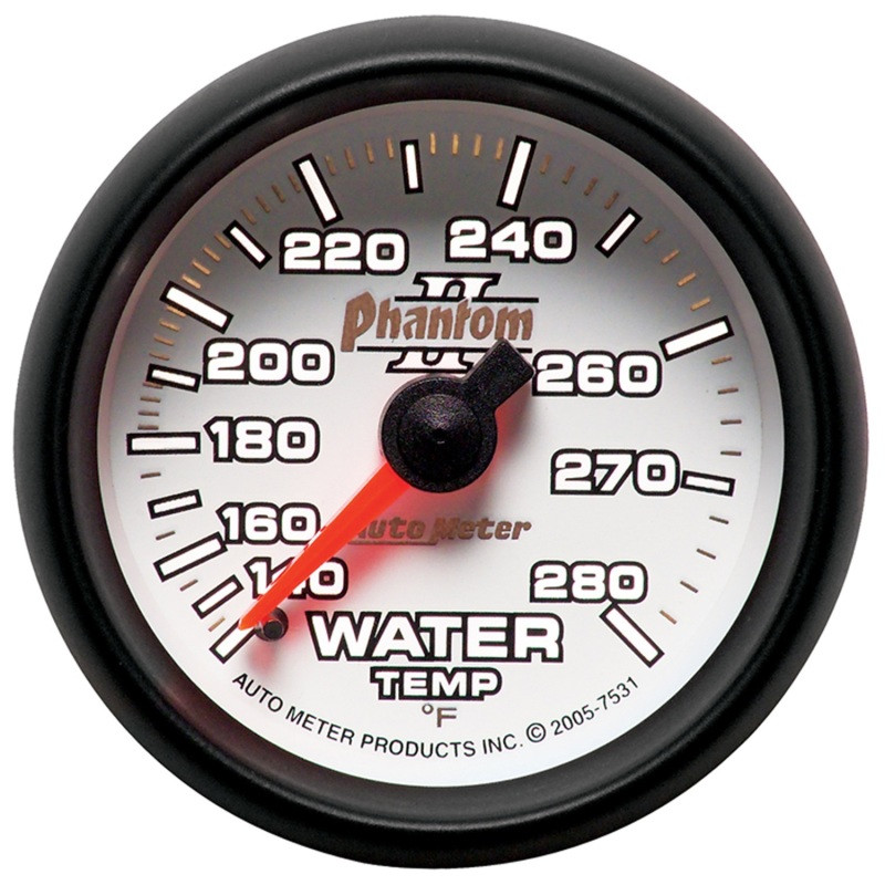 Autometer Phantom II 52.4mm Mechanical 140-280 Deg F Water Temperature Gauge - 7531