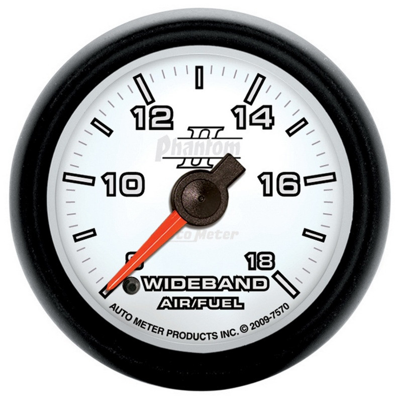 Autometer Phantom II 52mm Full Sweep Electronic 8:1-18:1 AFR Wideband Air/Fuel Ratio Analog Gauge - 7570