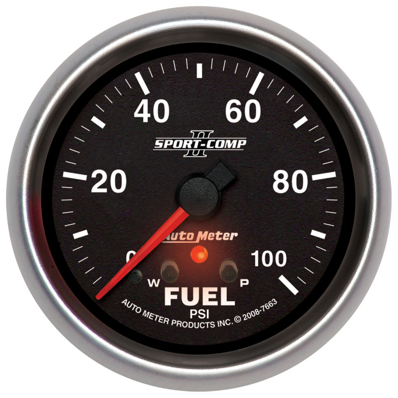 Autometer Sport-Comp II 2-5/8in 0-100 PSI Full Sweep Electronic Fuel Pressure Gauge - 7663