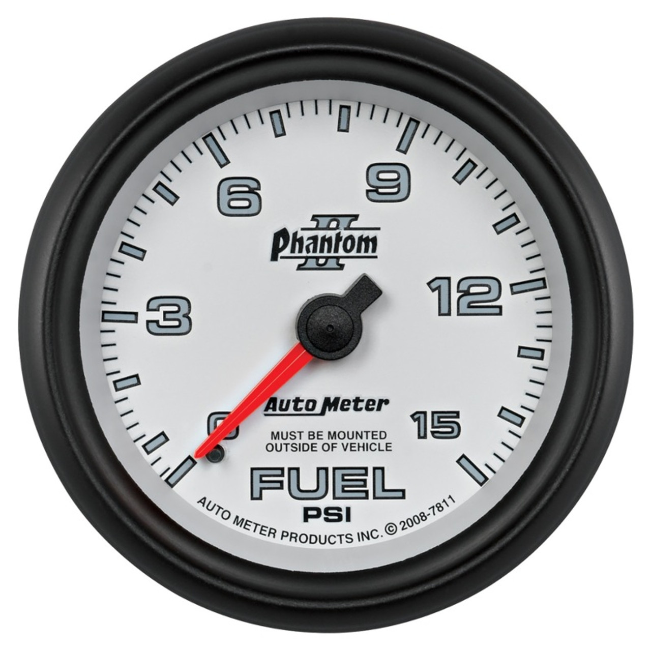 Autometer Phantom II 2-5/8in 0-15PSI Mechanical Fuel Pressure Gauge - 7811