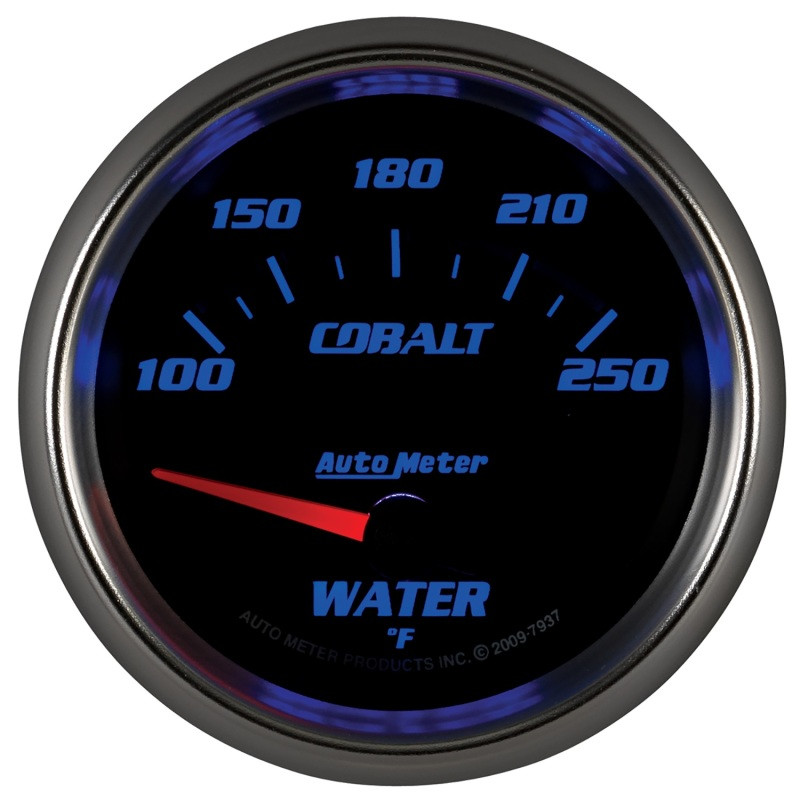 Autometer Cobalt 66mm 100-250 Degree F Electric Water Temperature Gauge - 7937