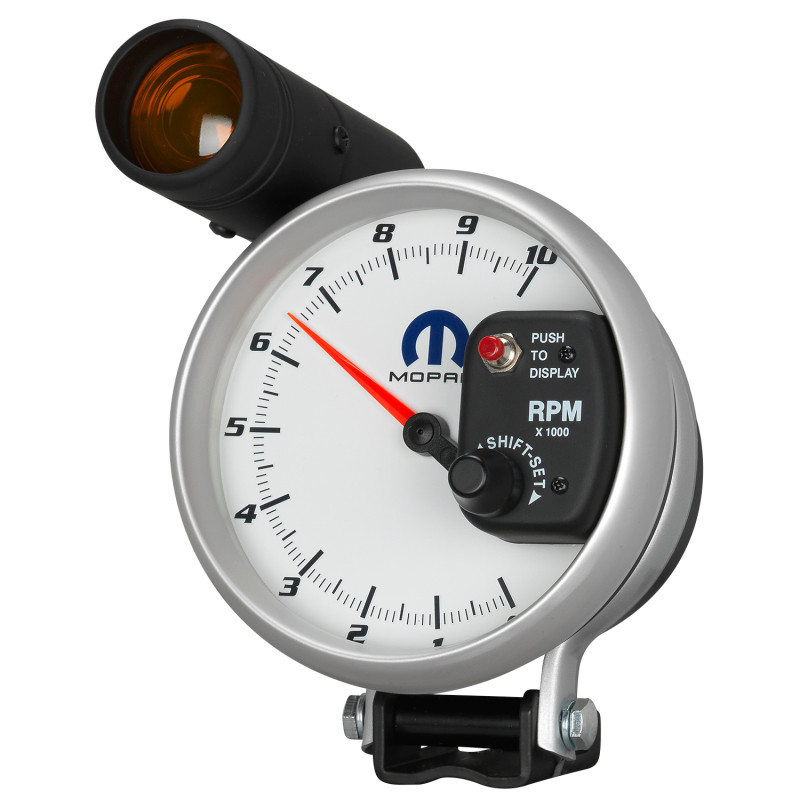 Autometer Mopar 5in / 10k RPM / Pedestal Mount White Tachometer w/ Shift Light - 880410
