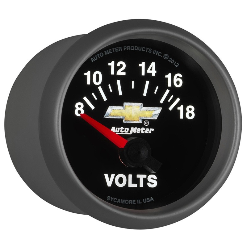 AutoMeter Gauge Voltmeter 2-1/16in. 18V Electric Chevy Gold Bowtie - 880444