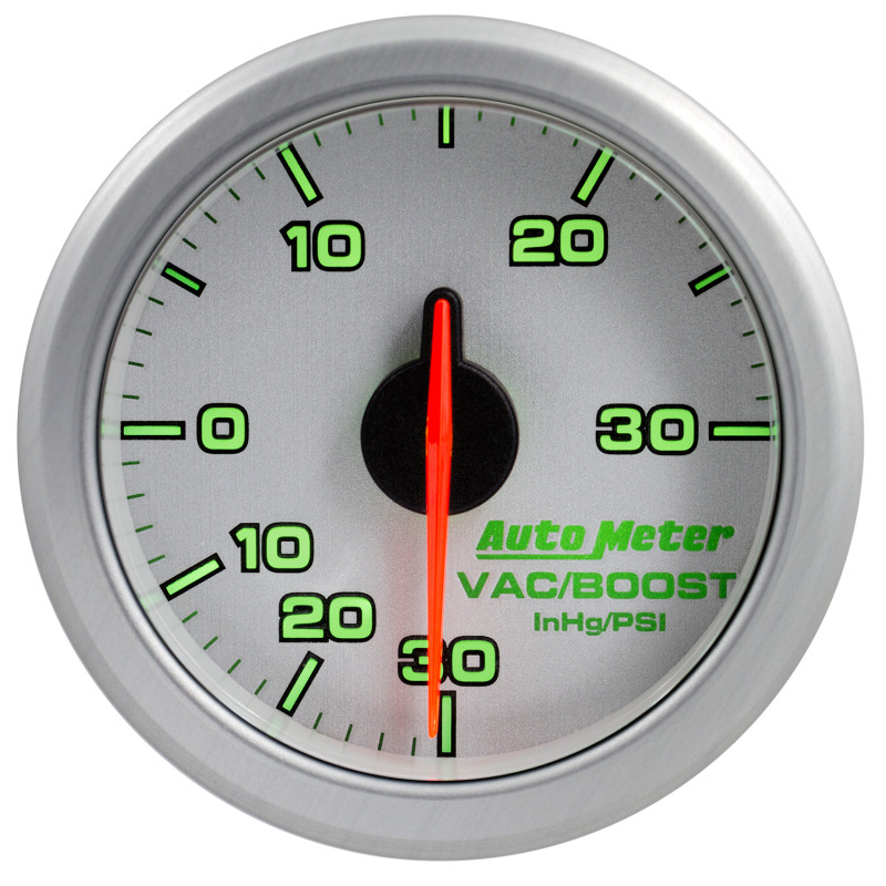 Autometer Airdrive 2-1/6in Boost/Vac Gauge 30in HG/30 PSI - Silver - 9159-UL