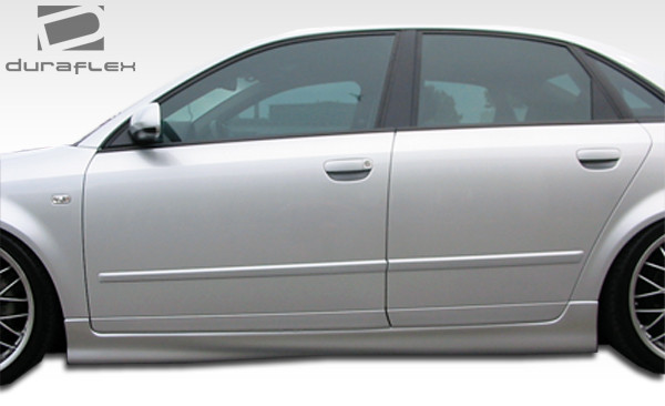 2002-2008 Audi A4 B6 B7 S4 4DR Wagon Duraflex R-1 Side Skirts Rocker Panels - 2 Piece / Vehicle Year Make Model Trim - 2002-2008-Audi A4 4DR / Product Type - Sideskirts / Style Name -R-1 / Kit Material - FRP (Fiberglass Reinforced Plastics) / Notes -