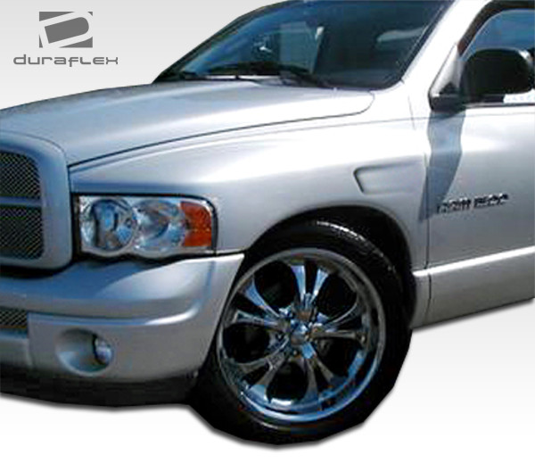 2002-2005 Dodge Ram Duraflex Platinum Fenders - 2 Piece / Vehicle Year Make Model Trim - 2002-2005-Dodge Ram ALL / Product Type - Fender / Style Name -Platinum / Kit Material - FRP (Fiberglass Reinforced Plastics) / Notes -