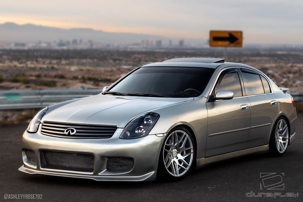 2003-2004 Infiniti G Sedan G35 Duraflex GT Competition Front Bumper Cover - 1 Piece / Vehicle Year Make Model Trim - 2003-2004-Infiniti G Sedan 4DR / Product Type - Front Bumper / Style Name -GT Competition / Kit Material - FRP (Fiberglass Reinforced Plastics) / Notes -