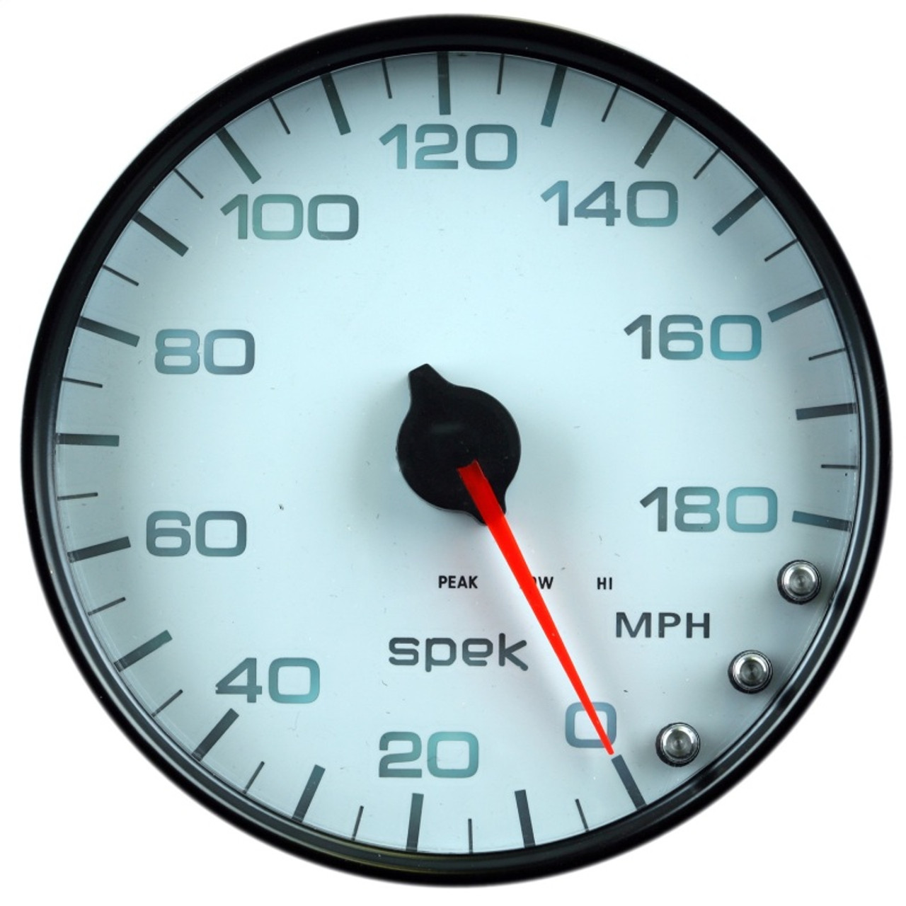 Autometer Spek-Pro Gauge Speedometer 5in 180 Mph Elec. Programmable White/Black - P23012