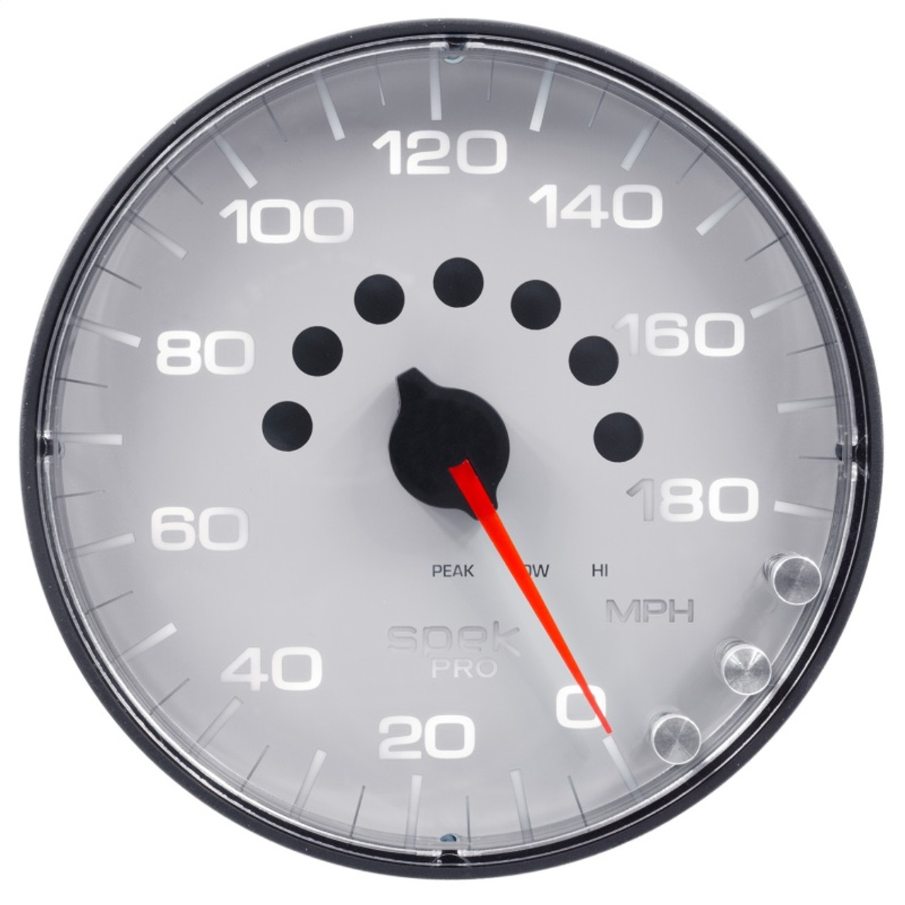 Autometer Spek-Pro Gauge Speedometer 5in 180 Mph Elec. Programmable White/Black - P230128