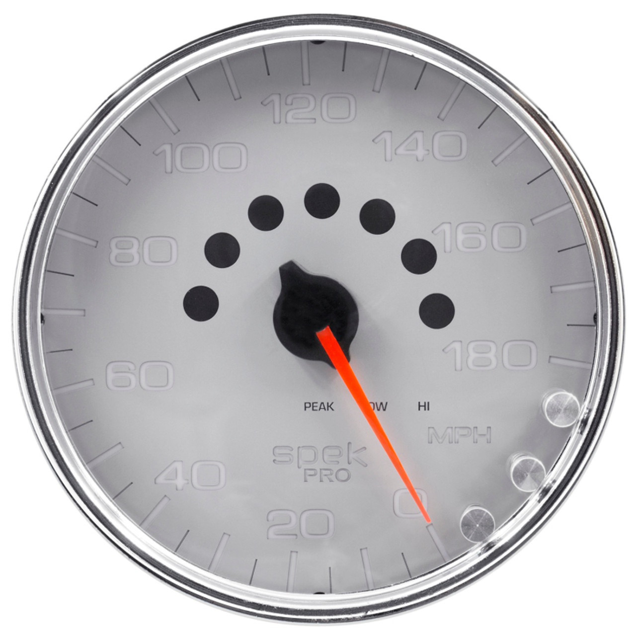 Autometer Spek-Pro Gauge Speedometer 5in 180 Mph Elec. Programmable Silver/Chrome - P23021
