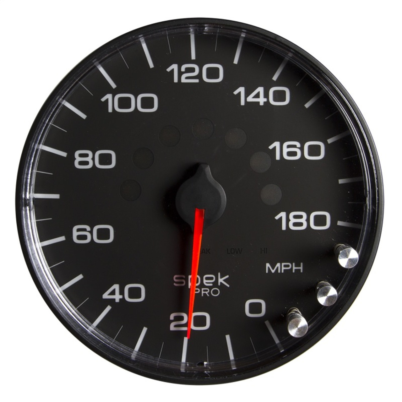 Autometer Spek-Pro Gauge Speedometer 5in 180 Mph Elec. Programmable Black/Black - P230328
