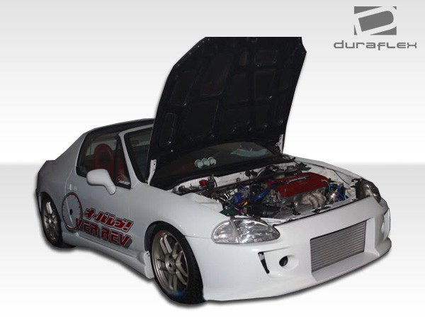 1993-1997 Honda Del Sol Duraflex Type M Front Bumper Cover - 1 Piece / Vehicle Year Make Model Trim - 1993-1997-Honda Del Sol ALL / Product Type - Front Bumper / Style Name -Type M / Kit Material - FRP (Fiberglass Reinforced Plastics) / Notes - Note: no fog light holes between headlights