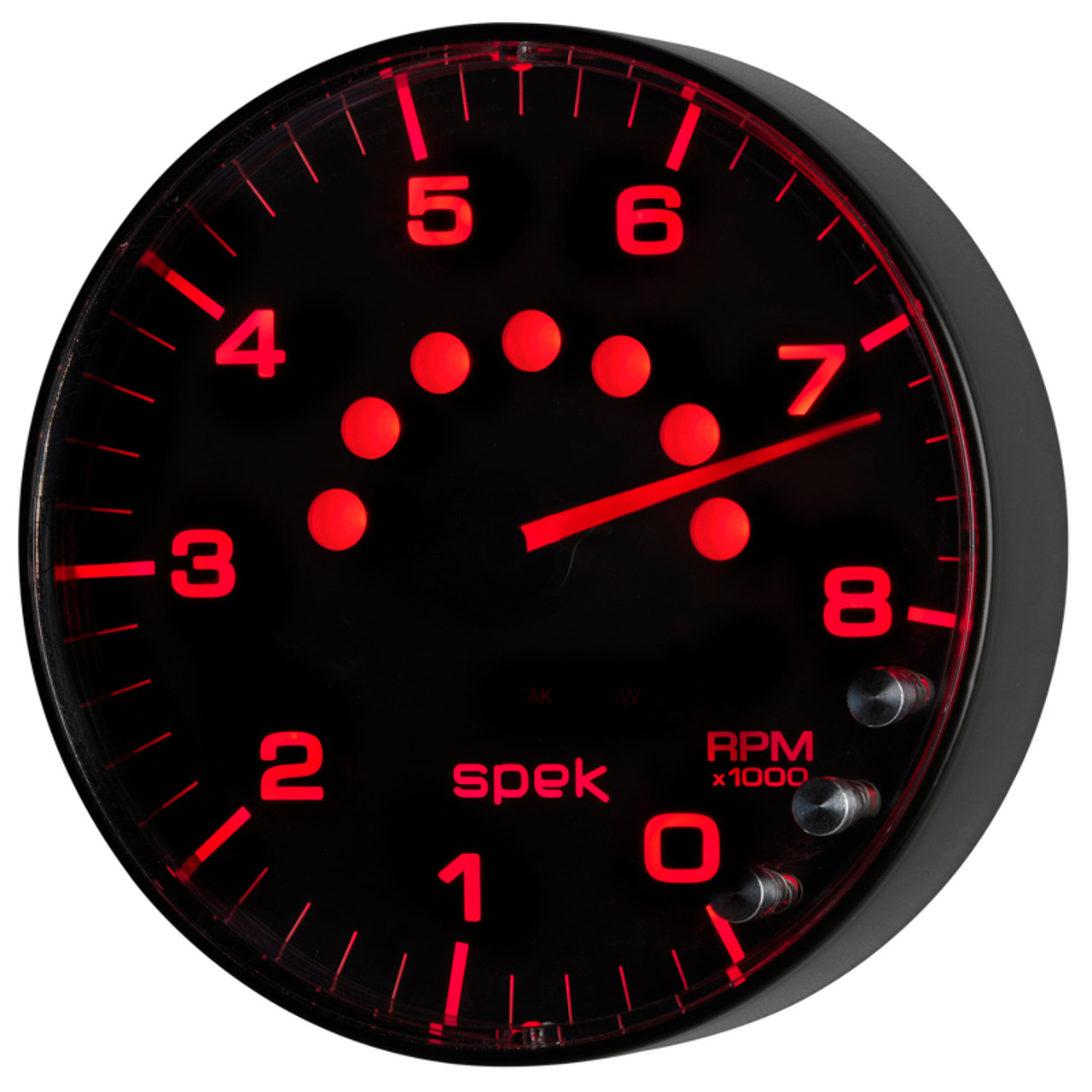 Autometer Spek-Pro Gauge Tachometer 5in 8K Rpm W/Shift Light & Peak Mem Black/Black - P238328