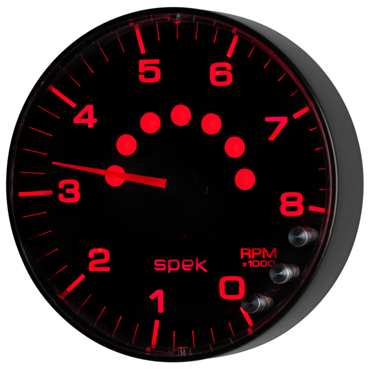 Autometer Spek-Pro Gauge Tachometer 5in 8K Rpm W/Shift Light & Peak Mem Black/Black - P238328