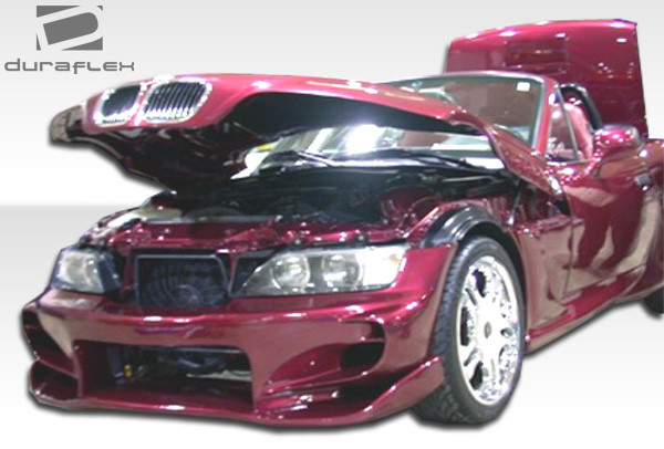 1996-2002 BMW Z3 E36/7 4 cyl Duraflex Vader Front Bumper Cover - 1 Piece / Vehicle Year Make Model Trim - 1996-2002-BMW Z3 ALL / Product Type - Front Bumper / Style Name -Vader / Kit Material - FRP (Fiberglass Reinforced Plastics) / Notes - Note: this item only fits 4 cylinder models. the 2.8l model has wider rear fenders and different sideskirt lengths, making modifications necessary for these models.