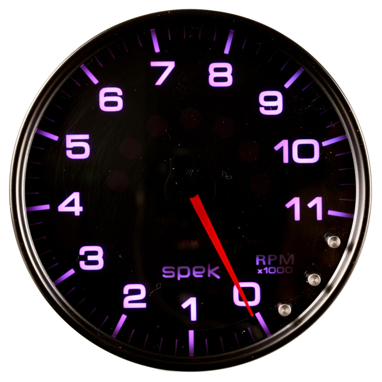 Autometer Spek-Pro Gauge Tachometer 5in 11K Rpm W/Shift Light & Peak Mem Black/Smoke/Black - P23952
