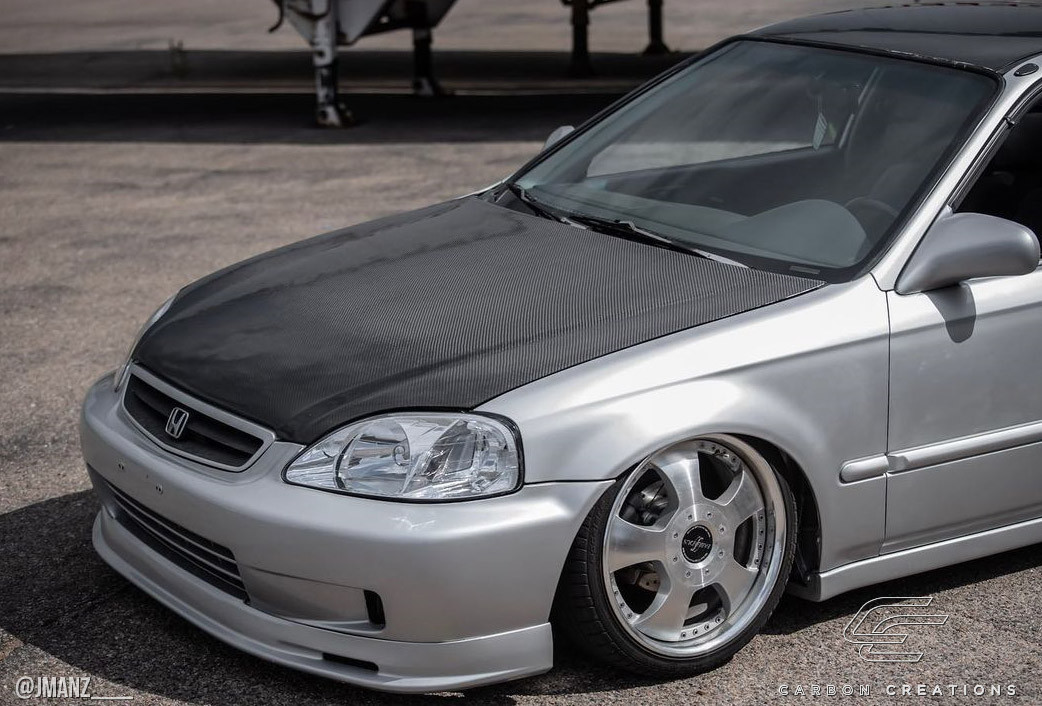 1999-2000 Honda Civic Carbon Creations Dritech OEM Look Hood - 1 Piece / Vehicle Year Make Model Trim - 1999-2000-Honda Civic ALL / Product Type - Hood / Style Name -OEM Look / Kit Material - Infusion Carbon Fiber / Notes - Note: Hood pins are required.