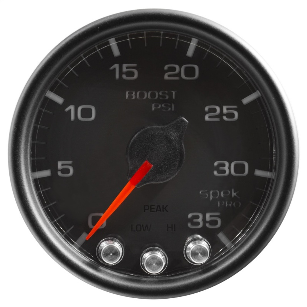 Autometer Spek-Pro Gauge Boost 2 1/16in 35psi Stepper Motor W/Peak & Warn Black/Black - P30332