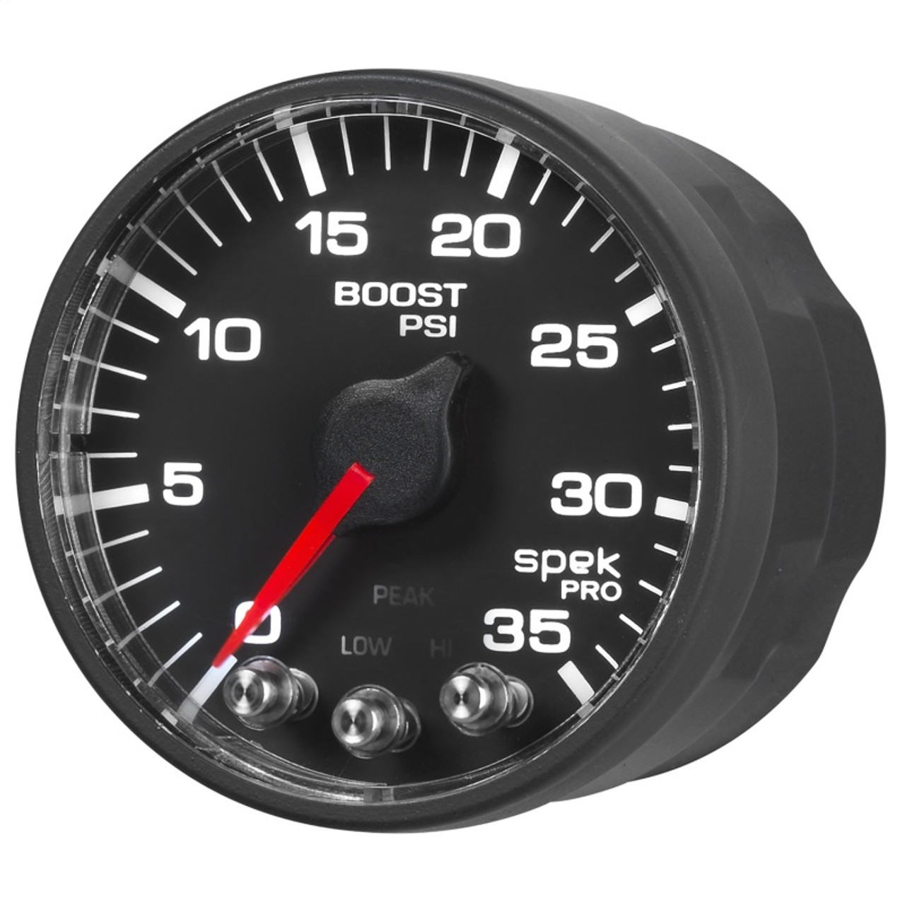 Autometer Spek-Pro Gauge Boost 2 1/16in 35psi Stepper Motor W/Peak & Warn Black/Black - P303328