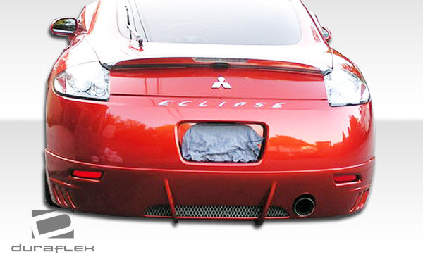 2006-2008 Mitsubishi Eclipse Duraflex Racer Rear Lip Under Spoiler Air Dam - 1 Piece / Vehicle Year Make Model Trim - 2006-2008-Mitsubishi Eclipse ALL / Product Type - Rear Lip/Add On / Style Name -Racer / Kit Material - FRP (Fiberglass Reinforced Plastics) / Notes -
