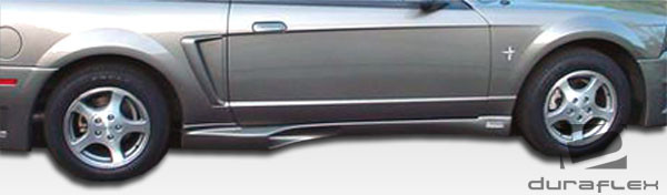 1999-2004 Ford Mustang Duraflex KR-S Side Skirts Rocker Panels - 2 Piece / Vehicle Year Make Model Trim - 1999-2004-Ford Mustang ALL / Product Type - Sideskirts / Style Name -KR-S / Kit Material - FRP (Fiberglass Reinforced Plastics) / Notes -