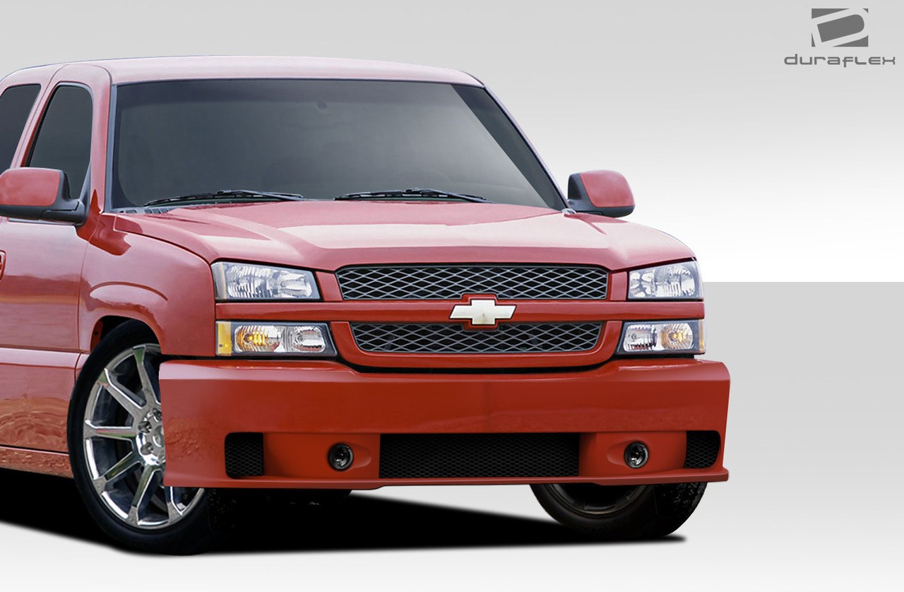 2002-2006 Chevrolet Avalanche (w / o cladding) 2003-2006 Silverado Duraflex Phantom Front Bumper Cover - 1 Piece / Vehicle Year Make Model Trim - 2003-2006-Chevrolet Silverado ALL / Product Type - Front Bumper / Style Name -Phantom / Kit Material - FRP (Fiberglass Reinforced Plastics) / Notes - Note: 4" fog light opening