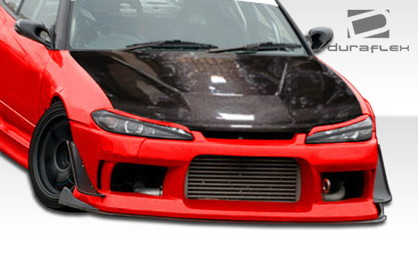 1989-1994 Nissan 240SX S13 Duraflex Silvia S15 Conversion M-1 Sport Kit - 4 Piece - Includes M-1 Sport Front Bumper Cover (104275) S15 OEM Fiberglass Hood (100889) S15 OEM Fenders (100879) / Vehicle Year Make Model Trim - 1989-1994-Nissan 240SX ALL / Product Type - Kit / Style Name -M-1 / Kit Material - FRP (Fiberglass Reinforced Plastics) / Notes -