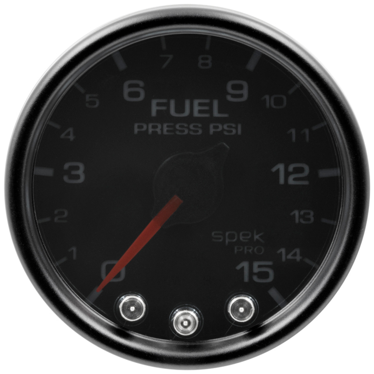 Autometer Spek-Pro Gauge Fuel Press 2 1/16in 15psi Stepper Motor W/Peak & Warn Blk/Smoke/Blk - P31552