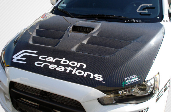 2008-2017 Mitsubishi Lancer / Lancer Evolution 10 Lancer Carbon Creations Dritech GT Concept Hood - 1 Piece / Vehicle Year Make Model Trim - 2008-2017-Mitsubishi Evolution ALL / Product Type - Hood / Style Name -GT Concept / Kit Material - Infusion Carbon Fiber / Notes - Note: Hood pins are required.