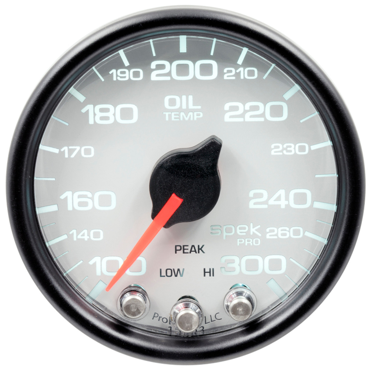 Autometer Spek-Pro Gauge Oil Temp 2 1/16in 300f Stepper Motor W/Peak & Warn Wht/Blk - P32212