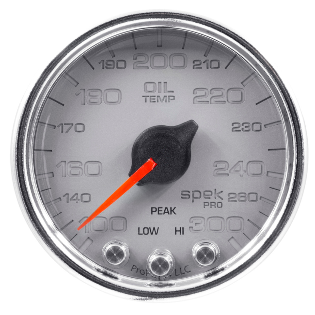 Autometer Spek-Pro Gauge Oil Temp 2 1/16in 300f Stepper Motor W/Peak & Warn Slvr/Chrm - P32221