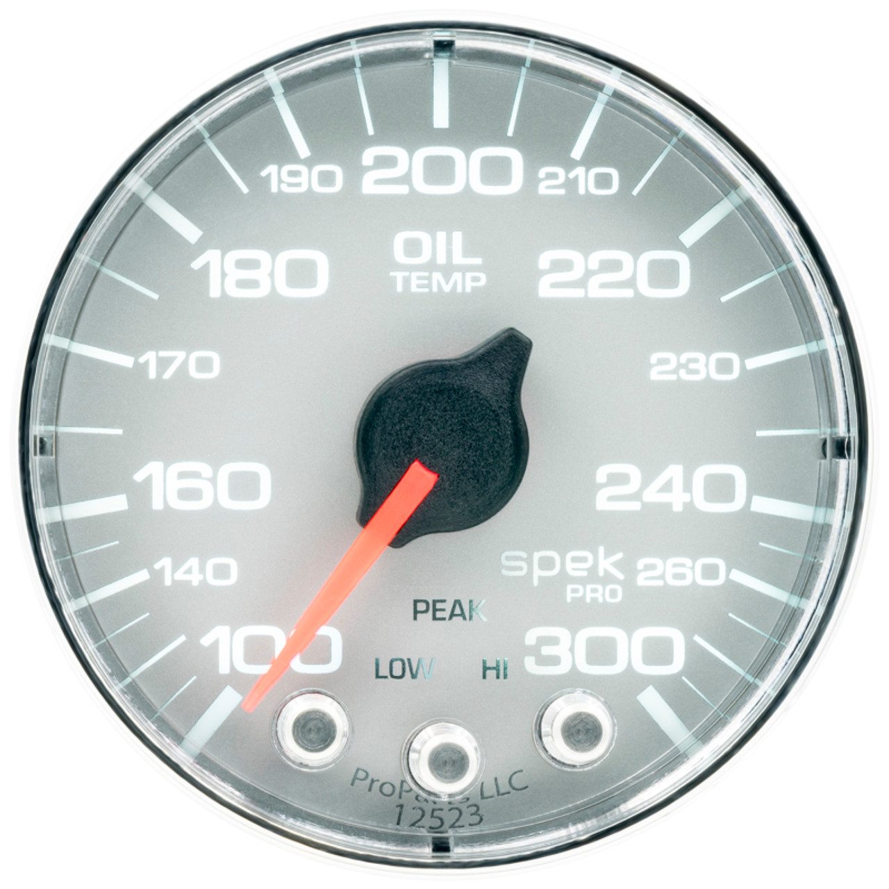 Autometer Spek-Pro Gauge Oil Temp 2 1/16in 300f Stepper Motor W/Peak & Warn Slvr/Chrm - P322218