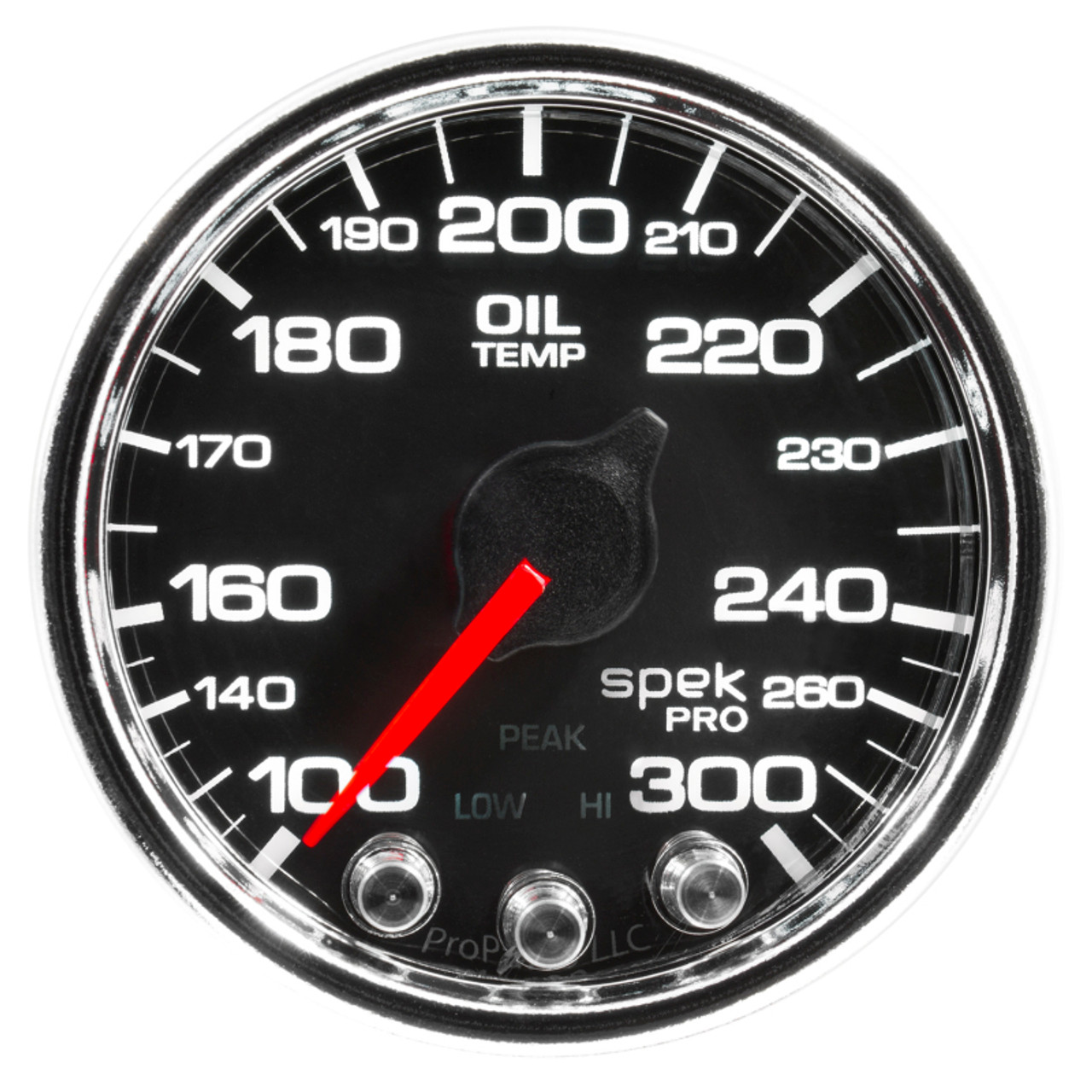 Autometer Spek-Pro Gauge Oil Temp 2 1/16in 300f Stepper Motor W/Peak & Warn Blk/Chrm - P32231