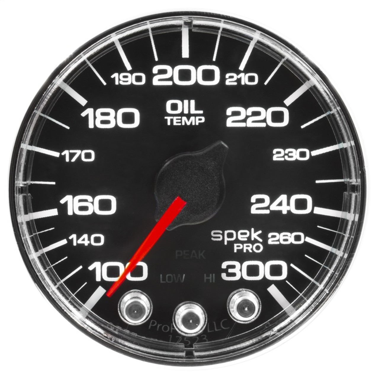 Autometer Spek-Pro Gauge Oil Temp 2 1/16in 300f Stepper Motor W/Peak & Warn Blk/Chrm - P322318
