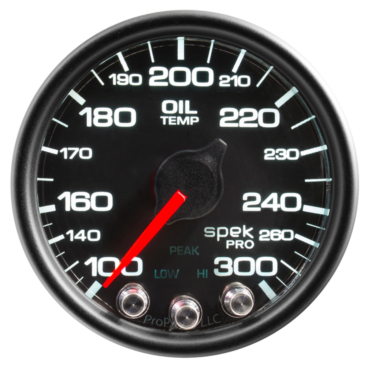 Autometer Spek-Pro Gauge Oil Temp 2 1/16in 300f Stepper Motor W/Peak & Warn Blk/Blk - P32232