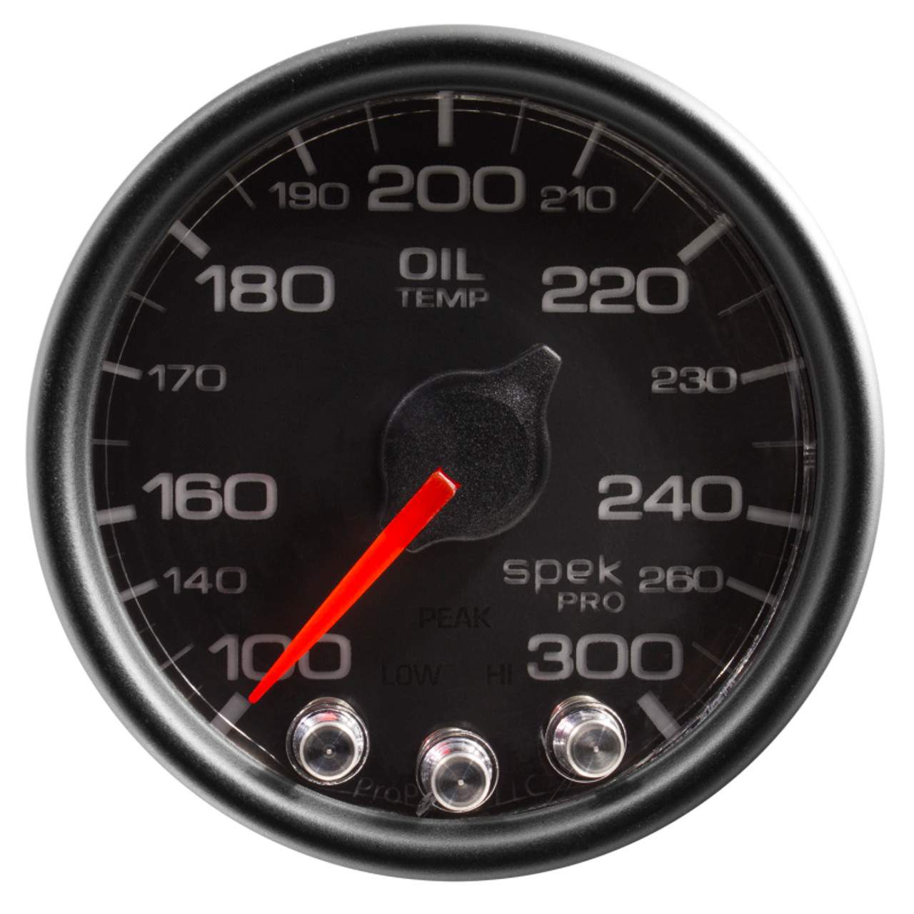 Autometer Spek-Pro Gauge Oil Temp 2 1/16in 300f Stepper Motor W/Peak & Warn Blk/Blk - P32232