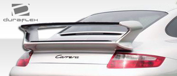 2005-2008 Porsche 911 Carrera 997 Coupe Duraflex GT-3 Look Wing Trunk Lid Spoiler - 1 Piece / Vehicle Year Make Model Trim - 2005-2008-Porsche 997 ALL / Product Type - Wing / Style Name -GT-3 / Kit Material - FRP (Fiberglass Reinforced Plastics) / Notes - Note: wing will not fit convertible models.