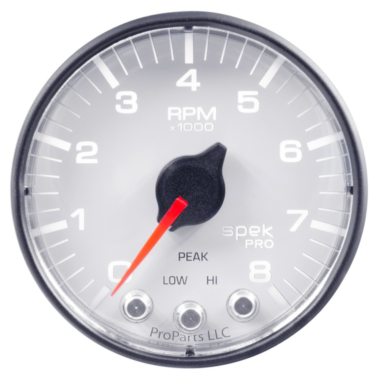 Autometer Spek-Pro Gauge Tach 2 1/16in 8K Rpm W/ Shift Light & Peak Mem Wht/Blk - P334128