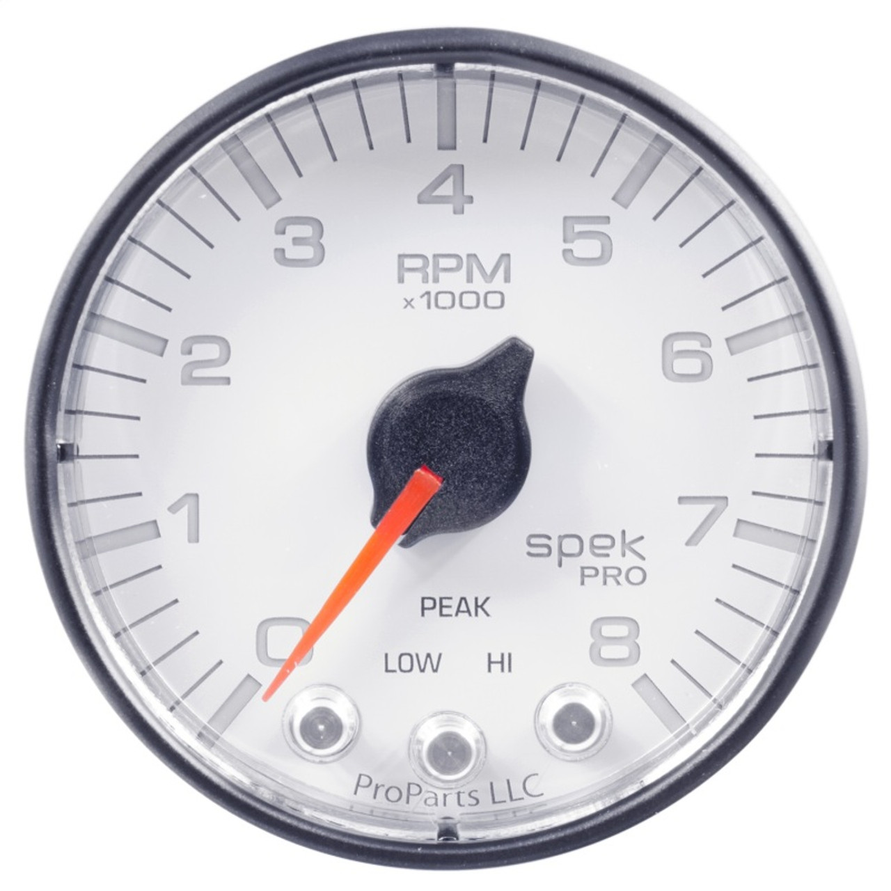 Autometer Spek-Pro Gauge Tach 2 1/16in 8K Rpm W/ Shift Light & Peak Mem Wht/Blk - P334128