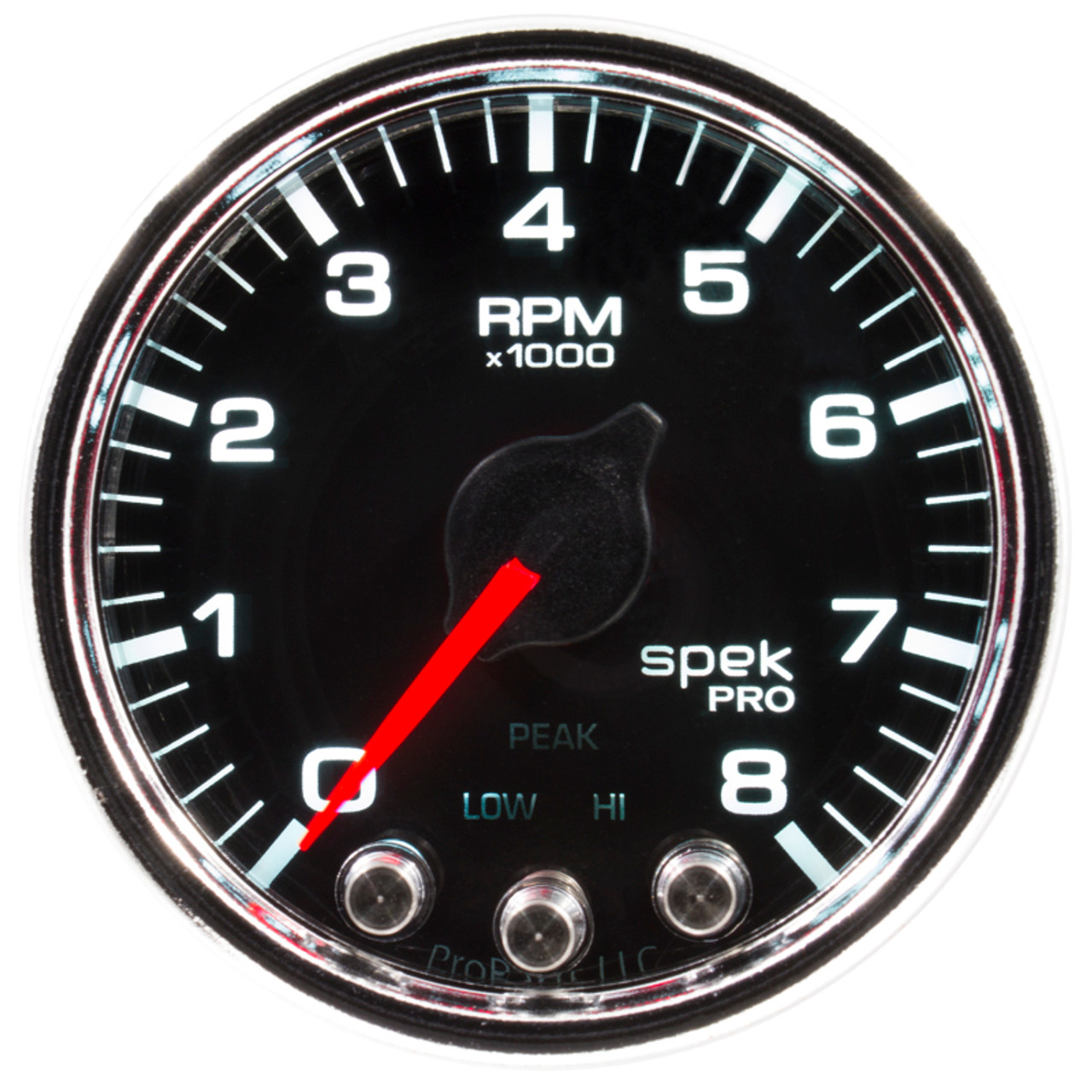 Autometer Spek-Pro Gauge Tach 2 1/16in 8K Rpm W/ Shift Light & Peak Mem Blk/Chrm - P33431