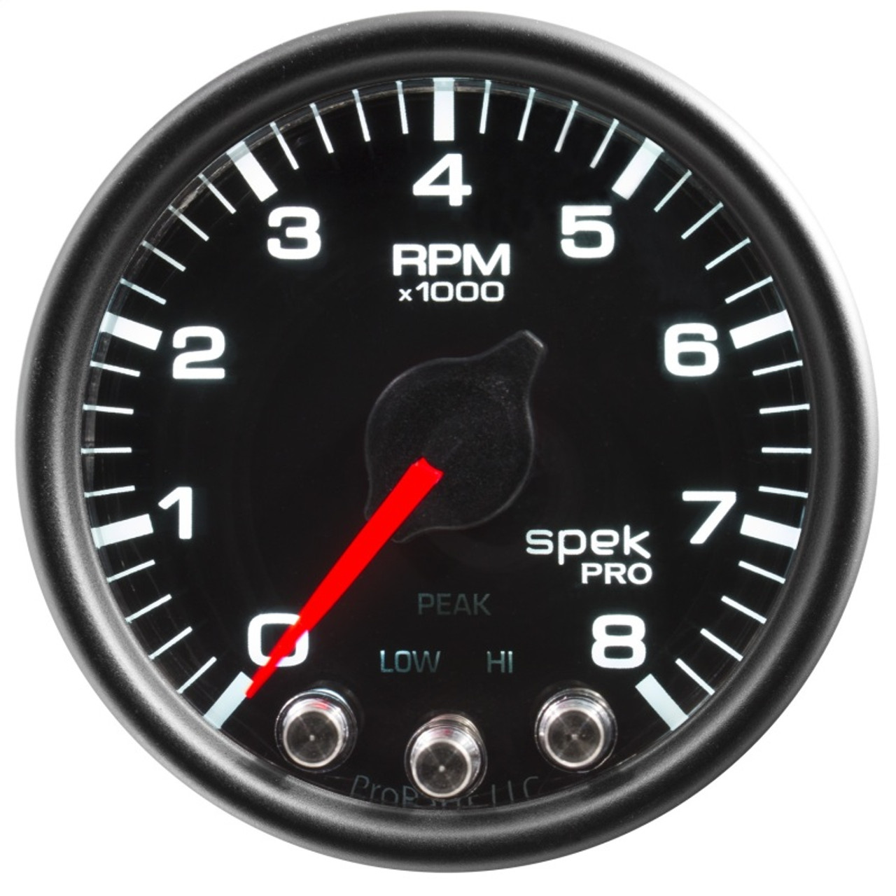 Autometer Spek-Pro Gauge Tach 2 1/16in 8K Rpm W/ Shift Light & Peak Mem Blk/Blk - P33432
