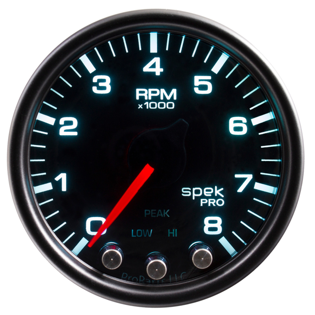 Autometer Spek-Pro Gauge Tach 2 1/16in 8K Rpm W/ Shift Light & Peak Mem Blk/Smoke/Blk - P33452