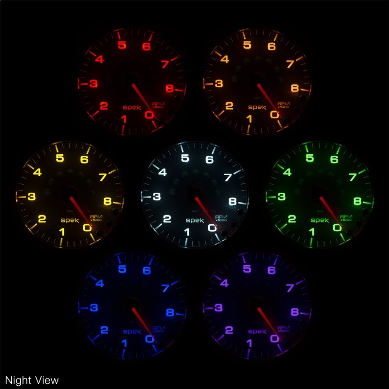 Autometer Spek-Pro Gauge Tach 2 1/16in 8K Rpm W/ Shift Light & Peak Mem Blk/Smoke/Blk - P33452