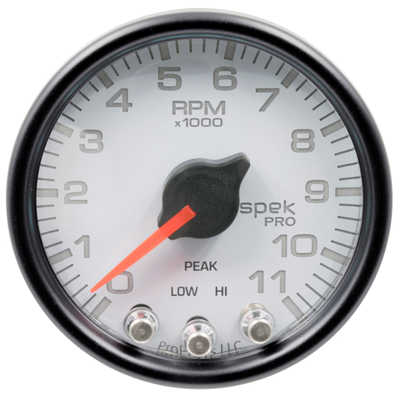Autometer Spek-Pro Gauge Tach 2 1/16in 11K Rpm W/ Shift Light & Peak Mem Wht/Blk - P33612