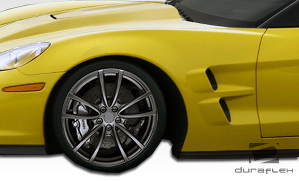 2005-2013 Chevrolet Corvette C6 Duraflex ZR Edition Front Fenders - 2 Piece / Vehicle Year Make Model Trim - 2005-2013-Chevrolet Corvette ALL / Product Type - Fender / Style Name -ZR Edition / Kit Material - FRP (Fiberglass Reinforced Plastics) / Notes - Note: Front fenders are 1 inch wider than oem factory.front fenders are designed for base models. z06 and zr1 models will require modifications to fit properly.
